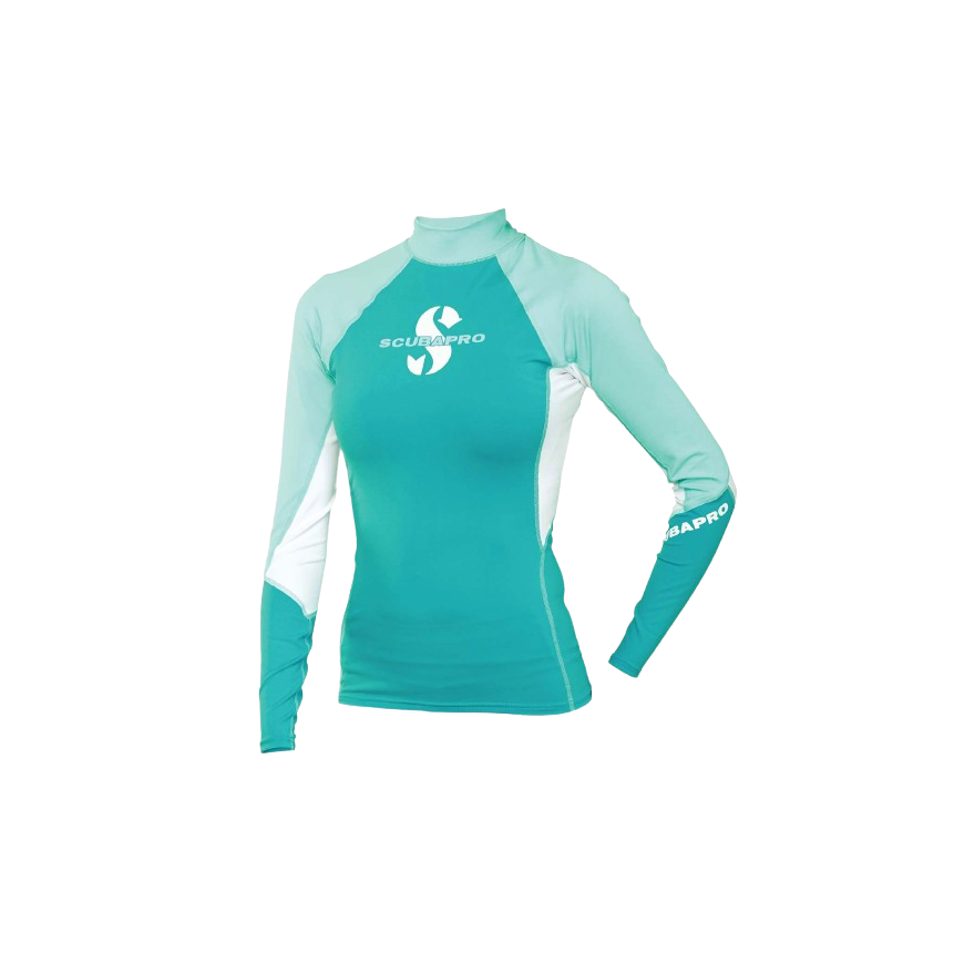 Scubapro UPF 80 T-Flex Long Sleeve Rash Guard for Women Small Caribbean/White