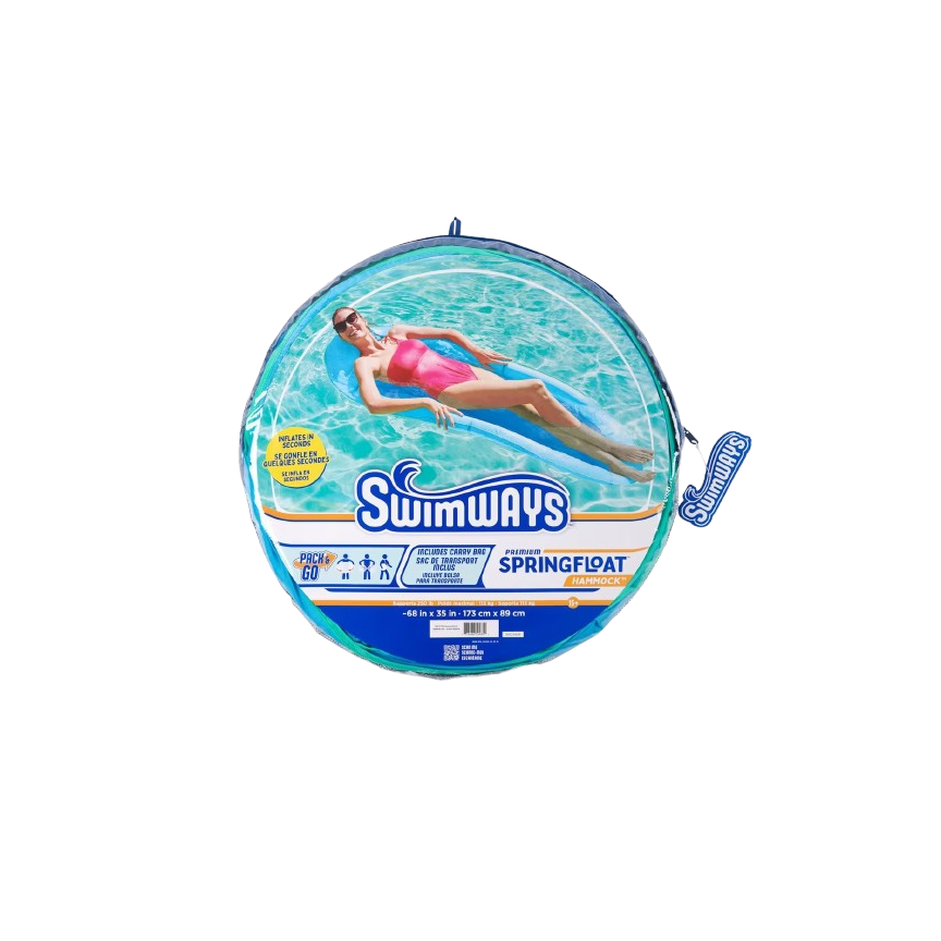 SwimWays - Spring Float Premiun Hammock Pool Lounge Chair with Hyper-Flate Valve, Blue