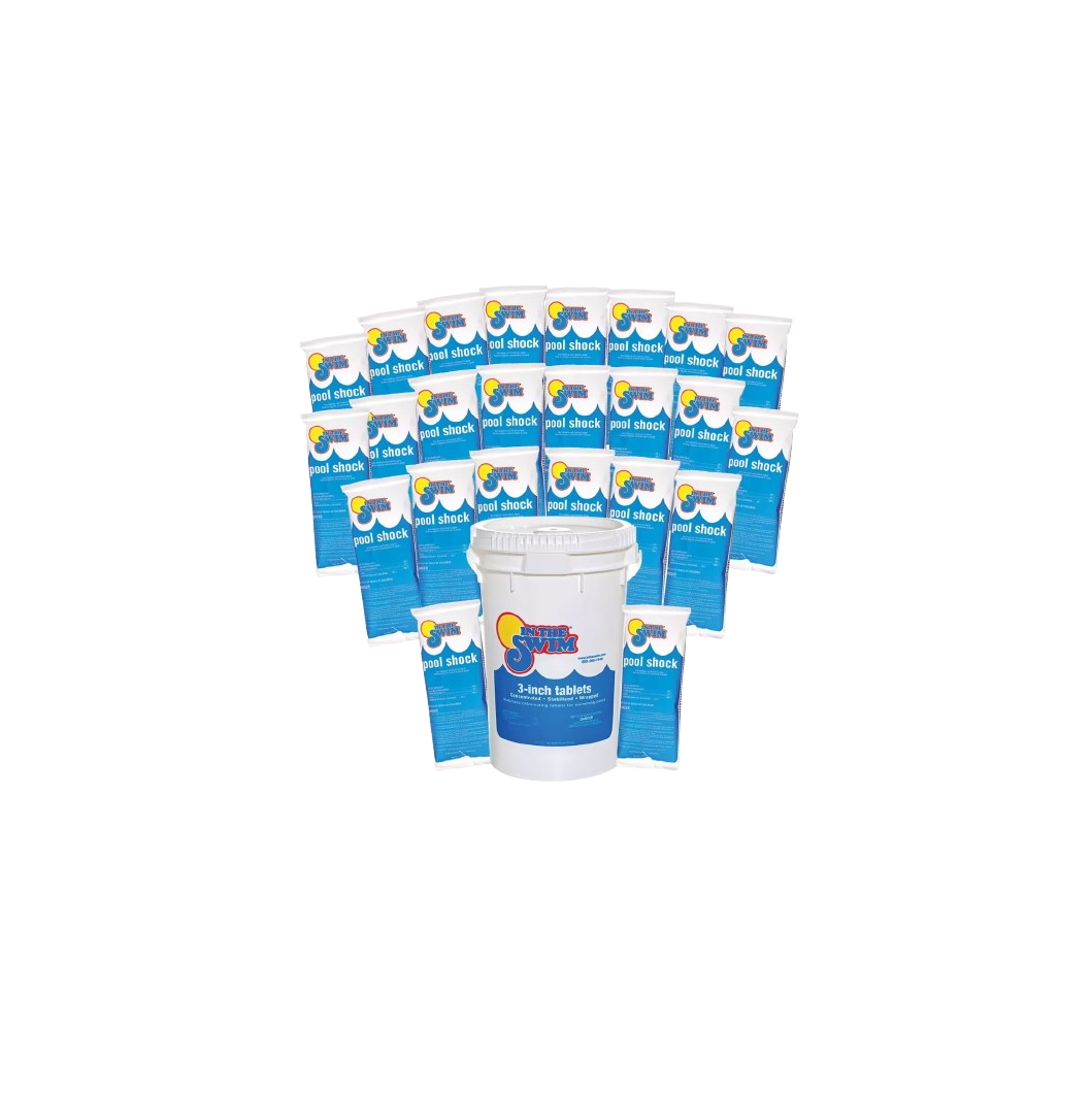 In The Swim - Sanitize & Shock Bundle - 3 Inch Chlorine Tablets 50 lbs. and Pool Shock 24 x 1 lb. Bags