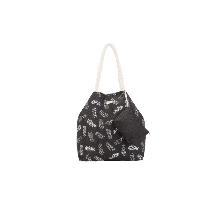 Sun N Sand Silver Metallic Gap Tote w/ Flip-Flops Design