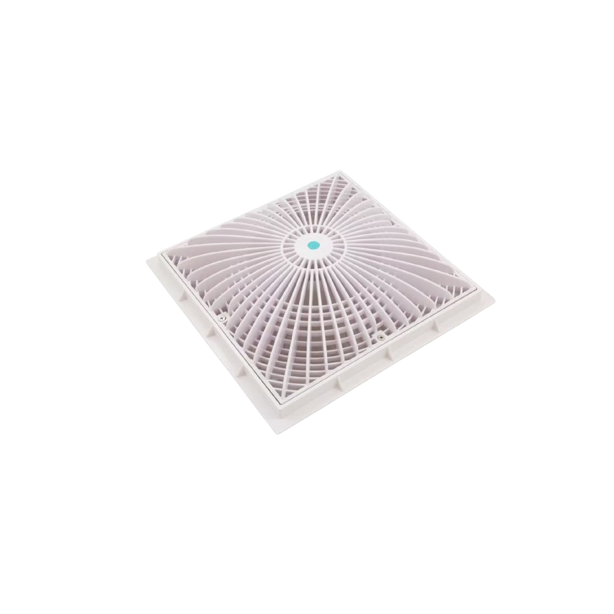 AquaStar - 12" x 12" Square MoFlo Suction Outlet Cover, w/ Frame, White