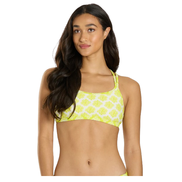 Sporti Active Coral Bloom Double Cross Workout Bikini Top