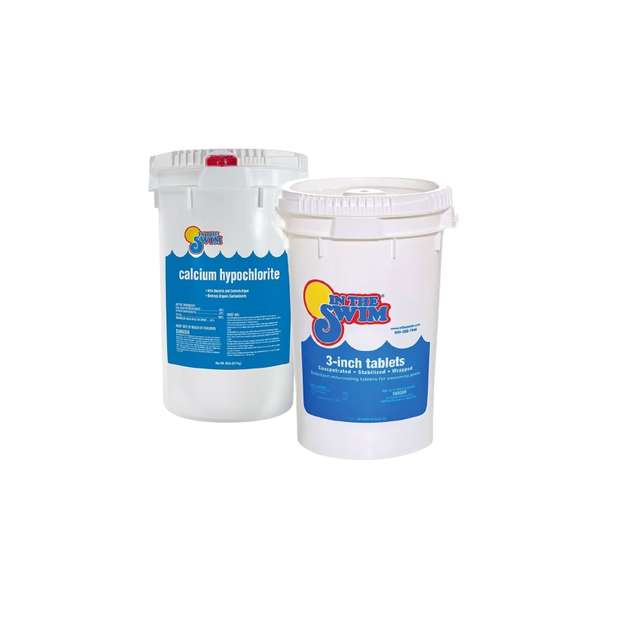 In The Swim - Sanitize & Shock Bundle - 3 Inch Chlorine Tablets 50 lbs. and Calcium Hypochlorite Pool Shock 50 lbs.